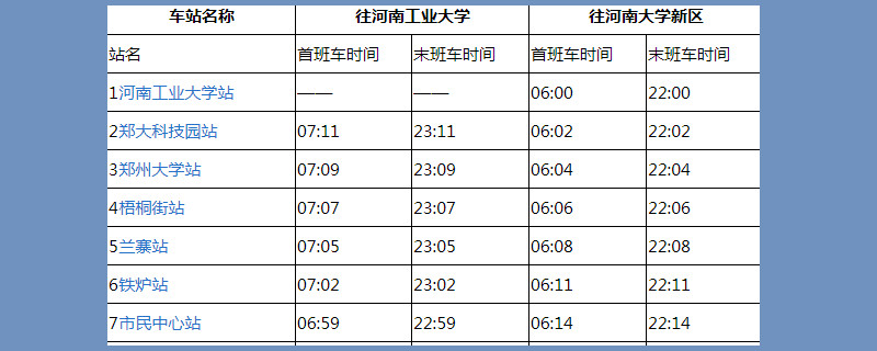 郑州一号线地铁时间表2020年,郑州一号线地铁时间表夏季
